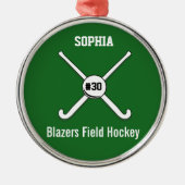 フィールドパーソナライズされたホッケーチーム名ジャージー番号 メタルオーナメント (正面)