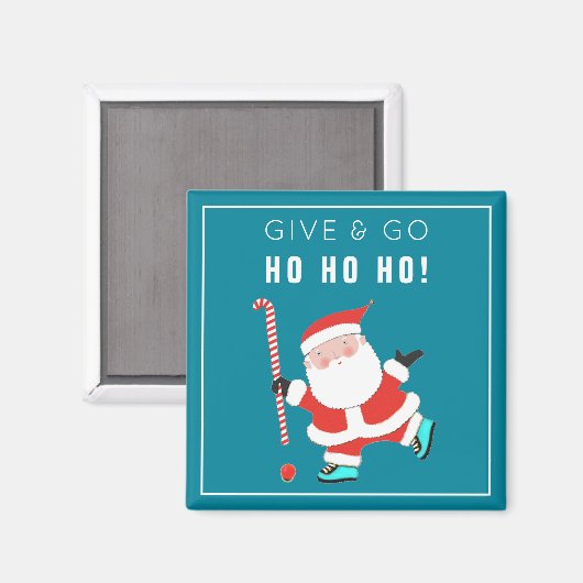 フィールドホッケーおもしろいストッキングのスタッファー マグネット (正面/裏面)