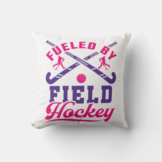 フィールドホッケーかわいい選手チームに燃料を供給 クッション (正面)
