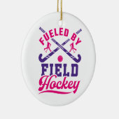 フィールドホッケーかわいい選手チームに燃料を供給 セラミックオーナメント (右)