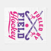 フィールドホッケーかわいい選手チームに燃料を供給 フリースブランケット (正面(横))