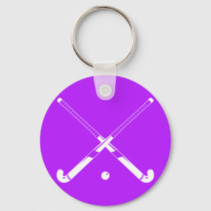フィールドホッケーのシルエットのKeychainの紫色 キーホルダー