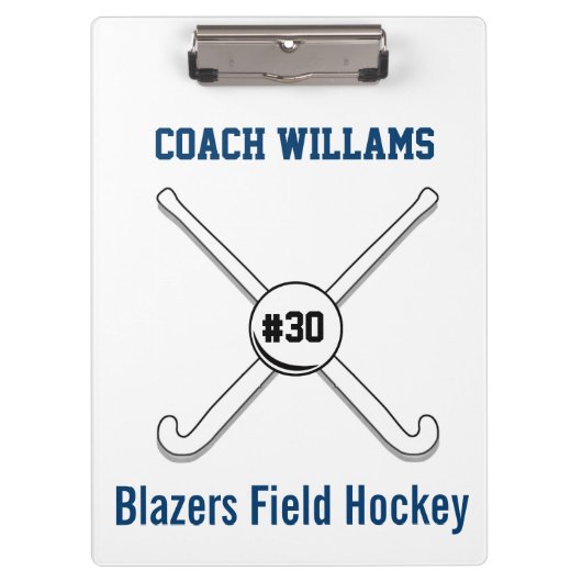 フィールドホッケーのチーム名前のジャージーパーソナライズな数 クリップボード (正面)