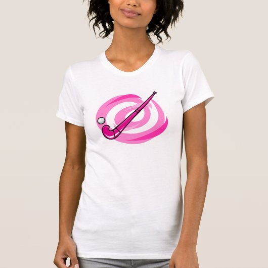 フィールドホッケーのピンクのロゴ Tシャツ (正面)