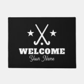 フィールドホッケーカスタムスティック付きウェルカムドアマット ドアマット (正面)