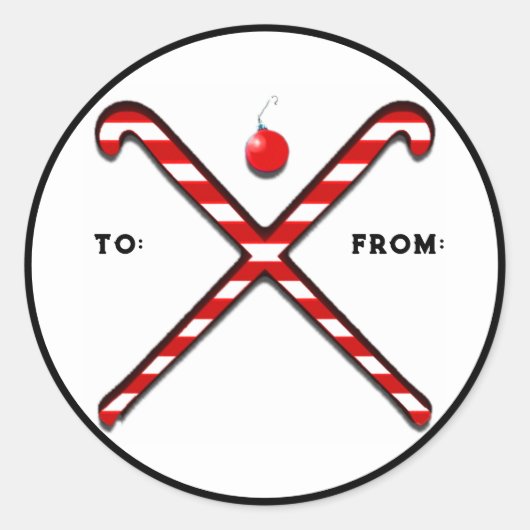 フィールドホッケークリスマスギフトタグ ラウンドシール (正面)