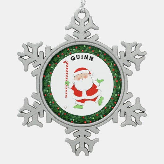 フィールドホッケークリスマスコレクション スノーフレークピューターオーナメント (正面)