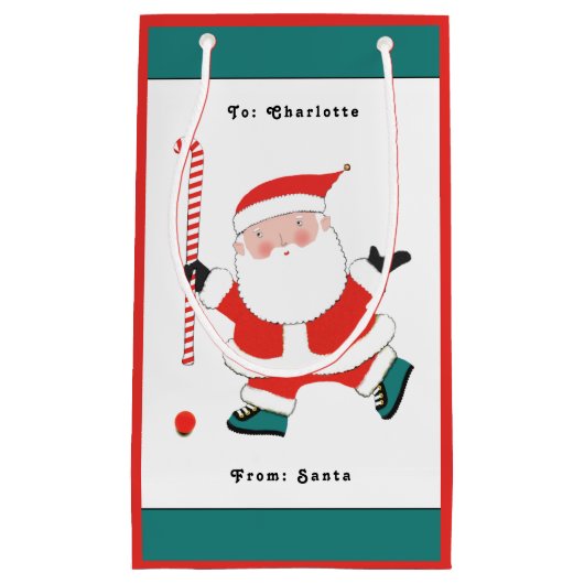 フィールドホッケークリスマスホリデー スモールペーパーバッグ (正面)