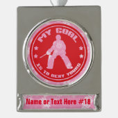 フィールドホッケーゴアリーカスタムクリスマスオーナメント シルバープレートバナーオーナメント (正面)