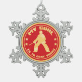 フィールドホッケーゴアリークリスマスツリーオーナメント スノーフレークピューターオーナメント (正面)