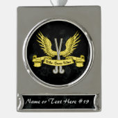 フィールドホッケーゴアリーパーソナライズされたホリデーオーナメント シルバープレートバナーオーナメント (正面)