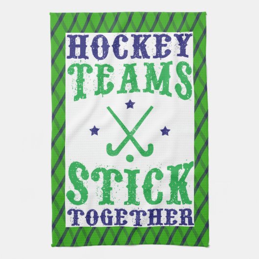 フィールドホッケーチームがお茶タオルを貼り合わせる キッチンタオル (縦)