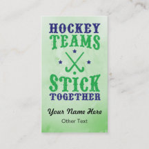 フィールドホッケーチームは名刺を貼り合わせる。