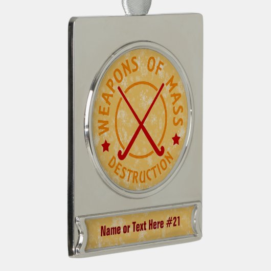 フィールドホッケーパーソナライズされたのクリスマスオーナメント シルバープレートバナーオーナメント (右)