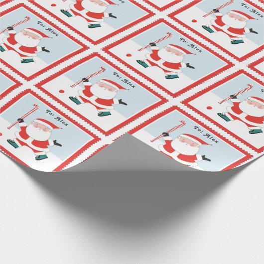 フィールドホッケーパーソナライズされたのクリスマスプレゼント ラッピングペーパー (角)