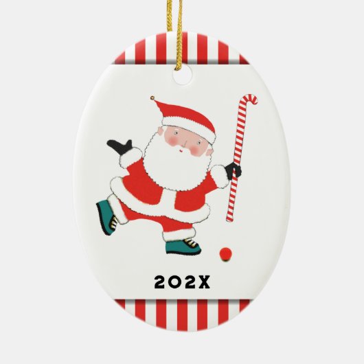 フィールドホッケーパーソナライズされたキープサケ セラミックオーナメント (裏面)