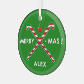 フィールドホッケーパーソナライズされたホリデーギフト ガラスオーナメント (正面左)