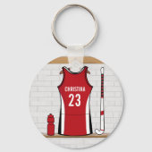 フィールドホッケーパーソナライズされたユニフォーム赤 キーホルダー (正面)