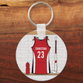 フィールドホッケーパーソナライズされたユニフォーム赤 キーホルダー (正面)
