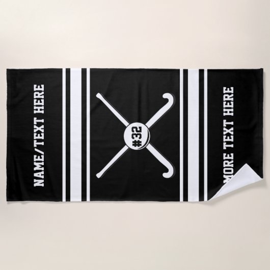 フィールドホッケープレーヤー数チーム名前のチーム色 ビーチタオル (正面)