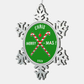 フィールドホッケーホリデーギフト スノーフレークピューターオーナメント (右)