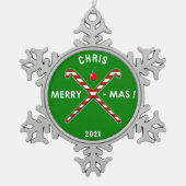 フィールドホッケーホリデーギフト スノーフレークピューターオーナメント (正面)