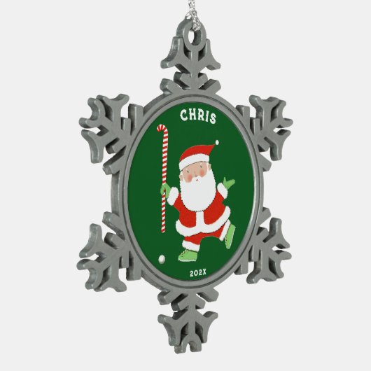 フィールドホッケーホリデーギフト スノーフレークピューターオーナメント (左)