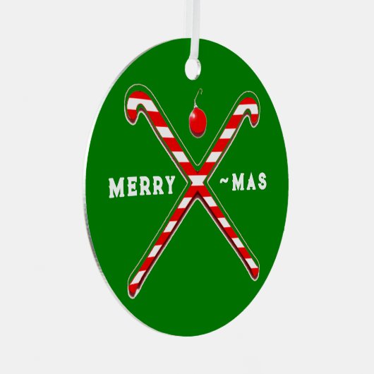 フィールドホッケーホリデーギフト メタルオーナメント (正面右)