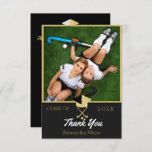 フィールドホッケーモダンの写真の卒業クラス サンキューカード (正面/裏面)