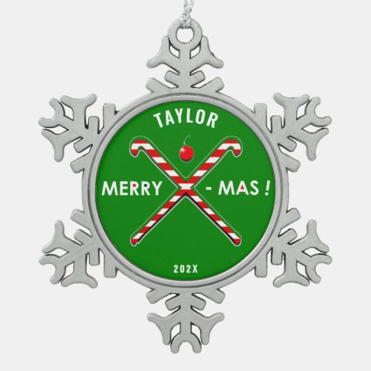 フィールドホッケー収集可能 スノーフレークピューターオーナメント (正面)