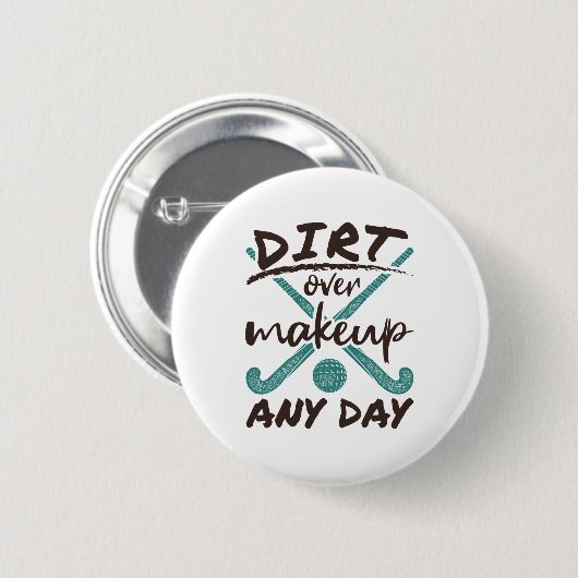 フィールドホッケー選手のメイクアップ上の汚れ 缶バッジ (正面&裏面)