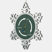 フィールドホッケー食べススリープリピートスポーツファンことわざ スノーフレークピューターオーナメント (右)