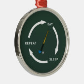 フィールドホッケー食べススリープリピートスポーツファンことわざ メタルオーナメント (右)