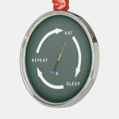 フィールドホッケー食べススリープリピートスポーツファンことわざ メタルオーナメント (左)