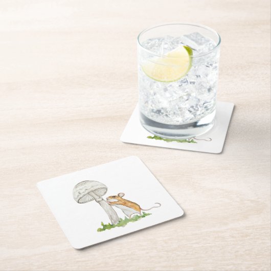 フィールドマおもしろいウスとキノコのリアル化 スクエアペーパーコースター (インサイチュ)