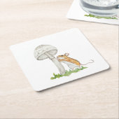 フィールドマおもしろいウスとキノコのリアル化 スクエアペーパーコースター (アングル)