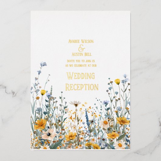 フィールドワイルドフラワーズゴールドフォイル招待状 箔招待状 (正面)
