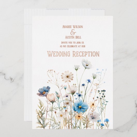 フィールドワイルドフラワーズバラゴールドフォイル招待状 箔招待状 (封筒)