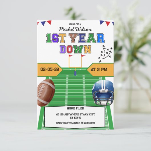 フィールド一年下サッカーの誕生日パーティー 招待状 (スタンド正面)