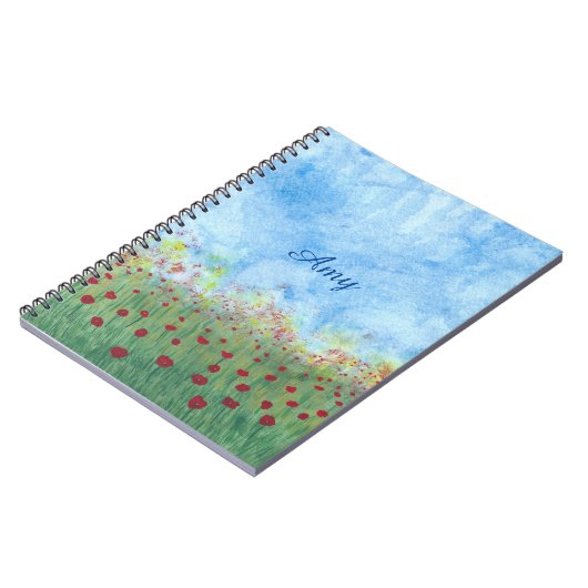 フィールド仕訳帳の赤いポピーパーソナライズされたズ ノートブック (左側)