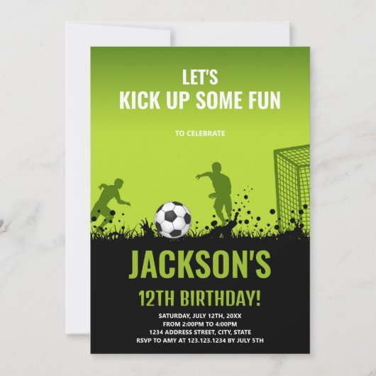 フィールド付き編集可能ボーイズスポーツパーティーカはっきりしたード 招待状 (正面)