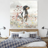 フィールド内のブリタニースパニエル犬狩り キャンバスプリント (インサイチュ (寝室))