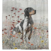 フィールド内のブリタニースパニエル犬狩り シャワーカーテン (正面)