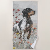 フィールド内のブリタニースパニエル犬狩り ビーチタオル (正面)