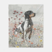 フィールド内のブリタニースパニエル犬狩り フリースブランケット (正面)
