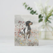 フィールド内のブリタニースパニエル犬狩り ポストカード (スタンド正面)