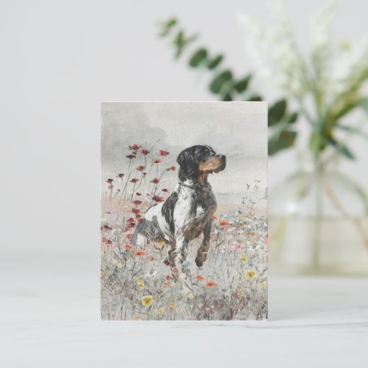 フィールド内のブリタニースパニエル犬狩り ポストカード (スタンド正面)