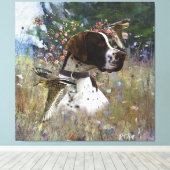 フィールド内の美しいポインタ キャンバスプリント (インサイチュ (ウッドフロア))