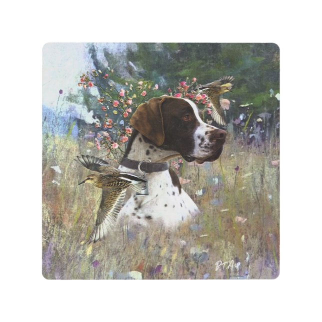 フィールド内の美しいポインタ メタルプリント (正面)