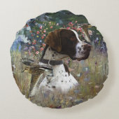 フィールド内の美しいポインタ ラウンドクッション (裏面)